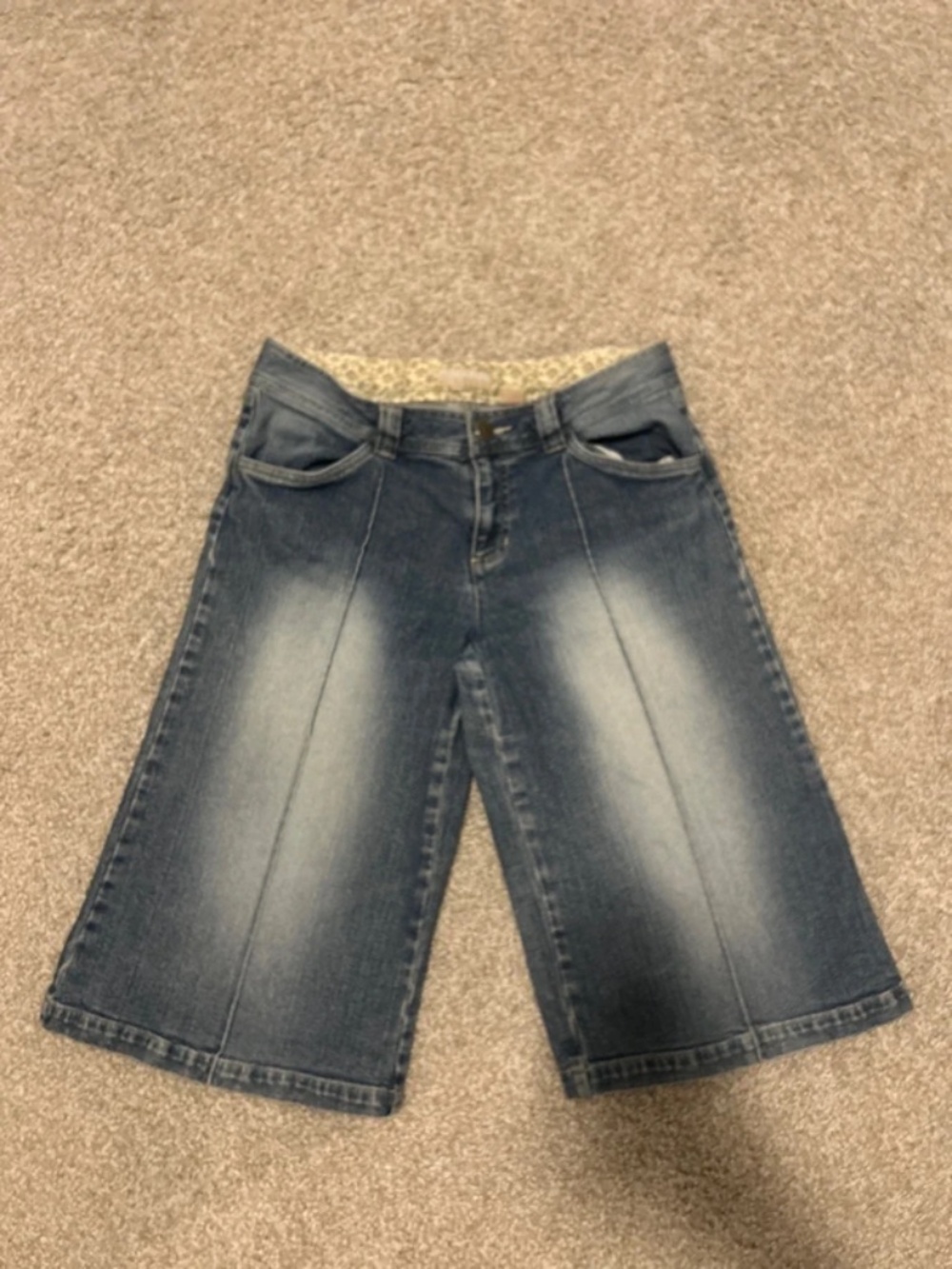 Vtg Y2K Personal Identity Medium Wash Denim Wide Leg Bermuda Jorts Shorts Sz. 9